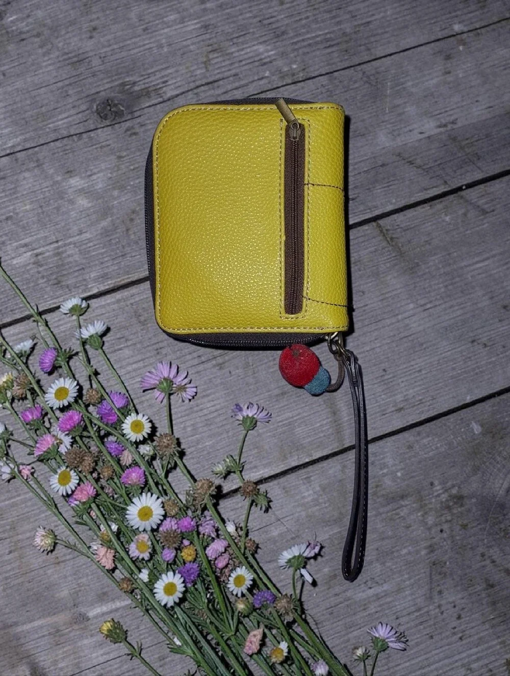 Llama Applique Zip Wallet - Yellow